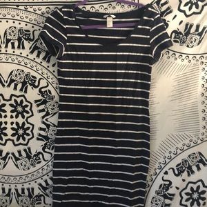 Blue and white striped dress